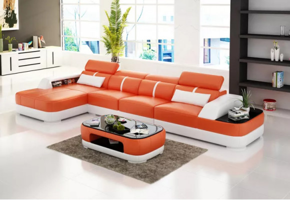 Ensemble en cuir design Salon Canapé d'angle Canapé en cuir Canapé Revêtement Canapés Sofas