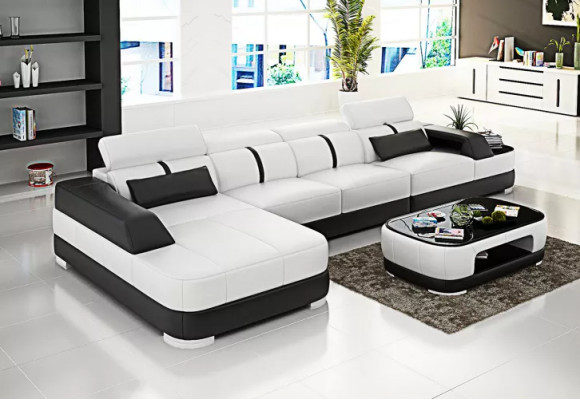 Ensemble en cuir design Salon Canapé d'angle Canapé en cuir Canapé Revêtement Canapés Sofas