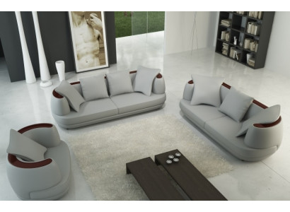 Ensemble de canapé en cuir 3+2+1 Siège Canapé Rembourrage Ensemble de canapé neuf Royal Grey