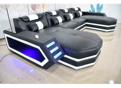 Canapé en cuir Canapé moderne Rembourrage en cuir Séjour paysage Conception de canapé d'angle Canapé Tissu