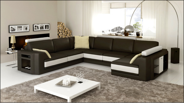 Canapé design Canapé d'angle Canapé Canapé en cuir Rembourrage Siège Ensemble d'angle + Lumière PHM3027
