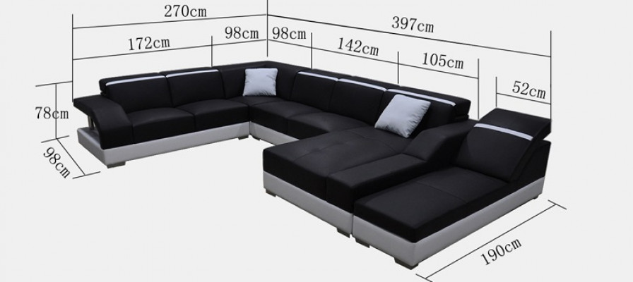 Canapé en cuir Canapé Canapé Salon Paysage de vie Canapé d'angle Suite Design Canapé moderne K5011