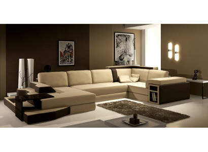 XXL Canapé Design Big +USB Canapé d'angle Canapé Wohlandschaft en forme de U Cuir Textile d'angle