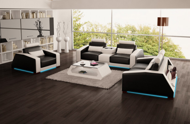 Canapé en cuir canapé set nouveau 3+2+1 places Suite Design Moderne Canapé + USB