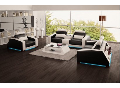 Canapé en cuir canapé set nouveau 3+2+1 places Suite Design Moderne Canapé + USB