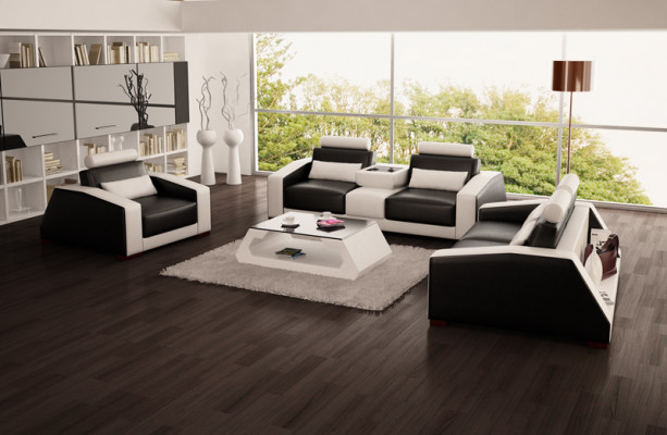 Canapé en cuir canapé set nouveau 3+2+1 places Suite Design Moderne Canapé + USB