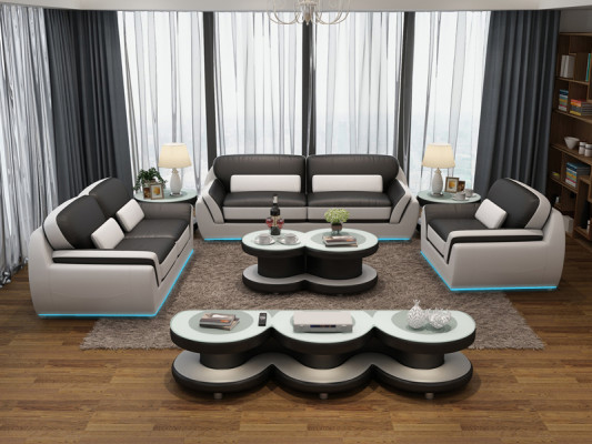 Canapé en cuir canapé set neuf 3 + 2 + 1 suite Design Moderne Canapé + USB