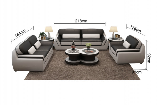 Canapé en cuir canapé set neuf 3 + 2 + 1 suite Design Moderne Canapé + USB
