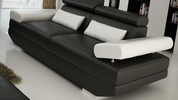 Canapé en cuir Canapé avec USB Salon paysage 2+2 Suite Canapé design Sofa