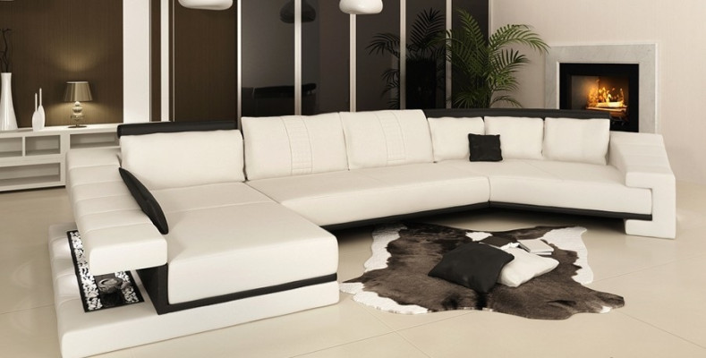 canapé d'angle en forme de U exclusif, design moderne et matériaux de haute qualité
