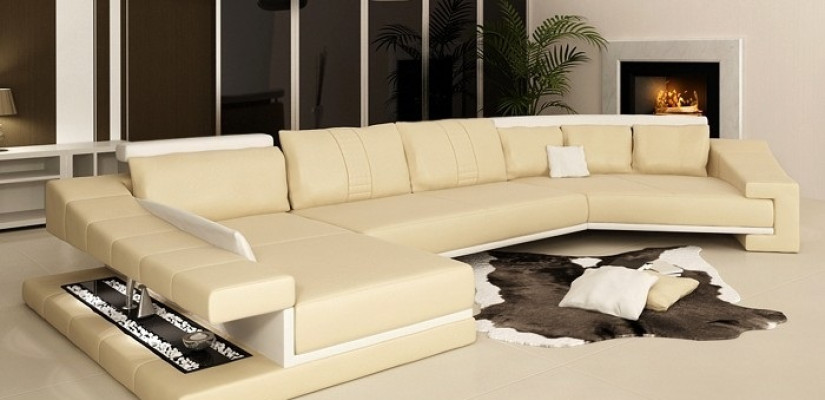canapé d'angle en forme de U exclusif, design moderne et matériaux de haute qualité