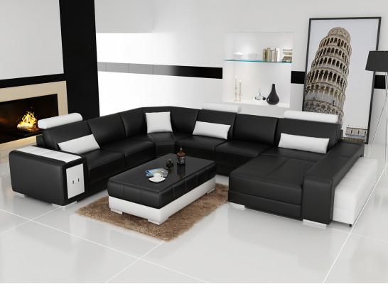 Canapé en cuir Canapé Salon paysager Canapé d'angle Moderne Angle Décor Design Suite