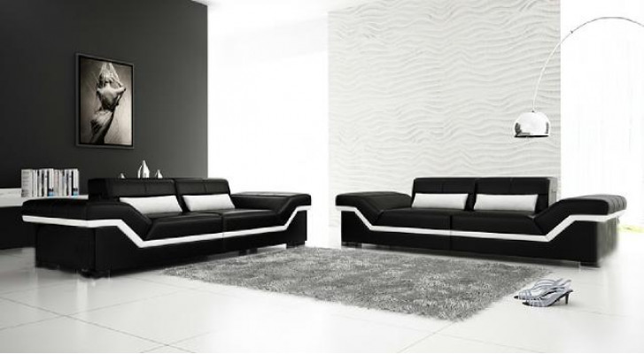 Canapé en cuir Canapé USB Canapé sur mesure 3+3 places Canapé design Suite en cuir