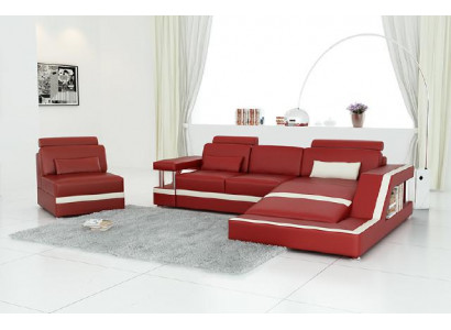 CANAPÉ EN CUIR XXL Salon paysager Suite Canapé d'angle Suite en cuir avec USB Rembourrage
