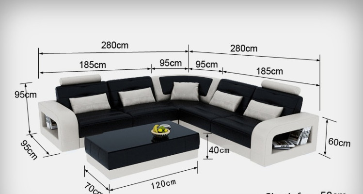 Canapé en cuir USB Paysage vivant Canapé d'angle Suite d'angle Canapé design Canapé L6008B neuf