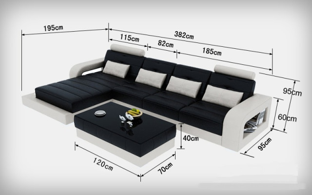 Canapé en cuir avec USB, canapé d'angle de paysage vivant, suite d'angle design canapé moderne L6008C