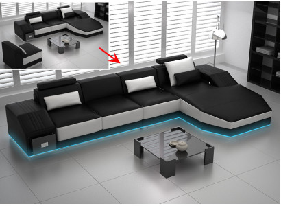 Canapé en cuir avec USB, canapé d'angle de paysage vivant, suite d'angle, design moderne, canapé L6003C.