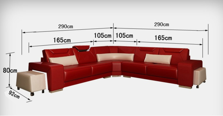 Canapé en cuir avec USB Salon paysager Canapé d'angle Suite d'angle Design Canapé moderne F3011B