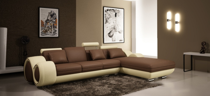Canapé en cuir Canapé Canapé d'angle Canapé d'angle Suite d'angle Design Moderne Canapé A1163E