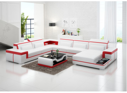 Canapé en cuir Canapé Canapé d'angle Suite Eck Design de paysage vivant Canapé moderne G8020 nouveau