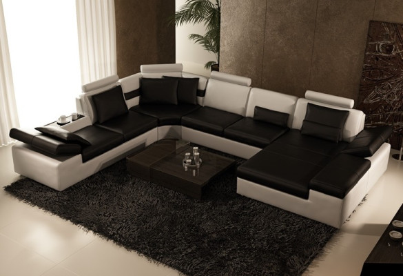 Canapé en cuir Sofa Canapé Paysage vivant Canapé d'angle Suite Design Canapé moderne K5014