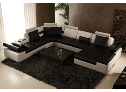 Canapé en cuir Sofa Canapé Paysage vivant Canapé d'angle Suite Design Canapé moderne K5014