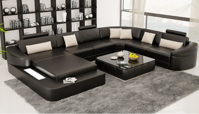 Paysage de vie Canapé Rembourrage Suite d'angle Canapé en cuir design Grand canapé Calice