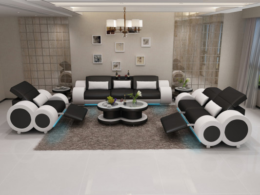 Canapé en cuir canapé ensemble de canapé 3+2+1 siège suite design décor canapé moderne