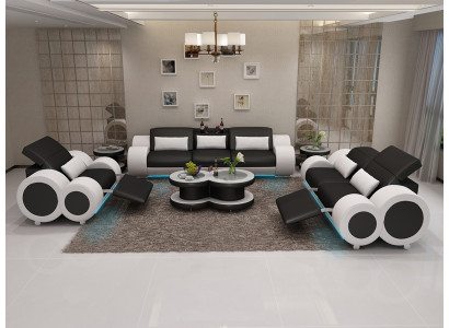 Canapé en cuir canapé ensemble de canapé 3+2+1 siège suite design décor canapé moderne