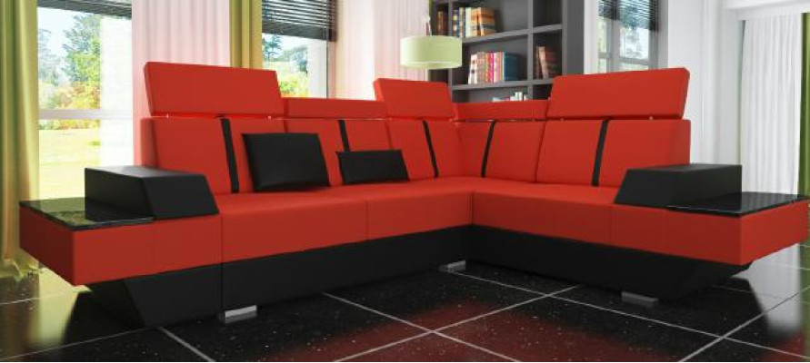 Canapé rembourré Canapé avec USB, Canapé d'angle Canapé en cuir Canapé en cuir de designer Paysage de vie en cuir
