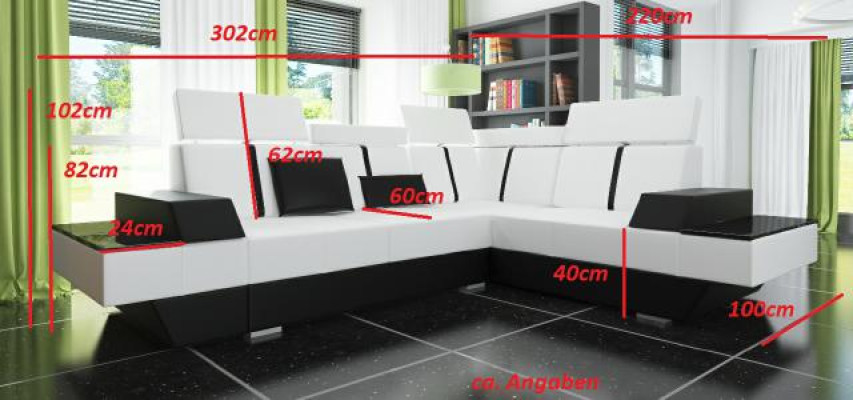 Canapé rembourré Canapé avec USB, Canapé d'angle Canapé en cuir Canapé en cuir de designer Paysage de vie en cuir