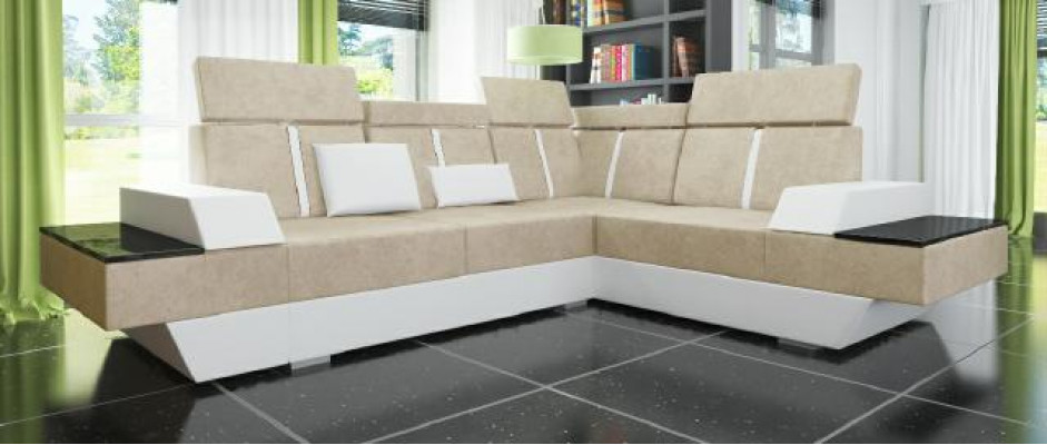 Conception Canapé d'angle de canapé de paysage vivant USB Tissu Textile en cuir Fauteuil d'angle sur mesure
