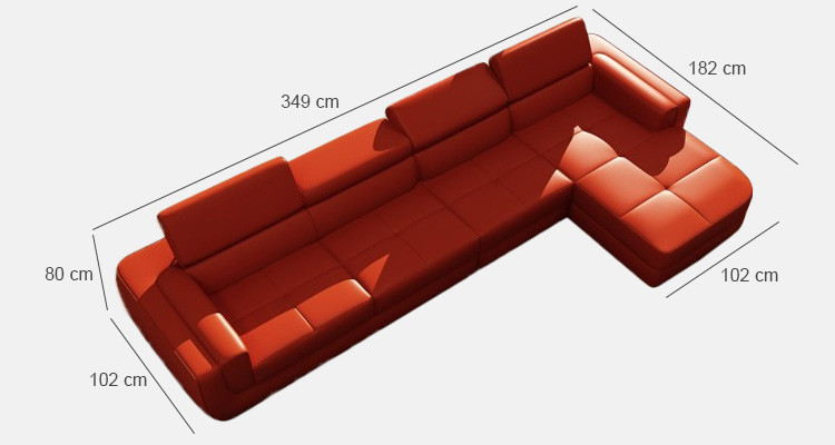 Canapé d'angle Canapé en cuir + USB Paysage vivant en tissu en forme de L Canapé Siège d'angle Tettau rouge