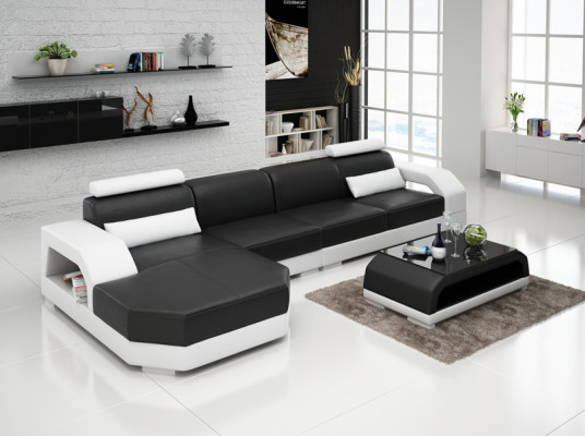 Canapé en cuir + salon USB Canapé d'angle de paysage Coin de canapé Suite d'angle Canapé design Canapé nouveau G8001C