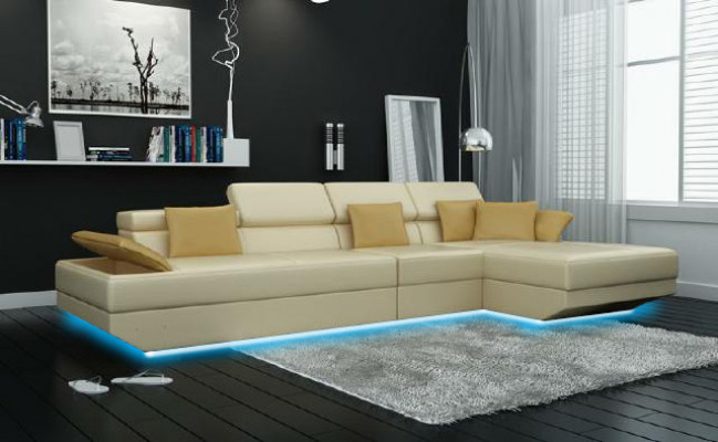 Paysage de vie. Canapé d'angle rembourré avec USB - Canapé d'angle Suite Landschaft en cuir 2719C nouveau