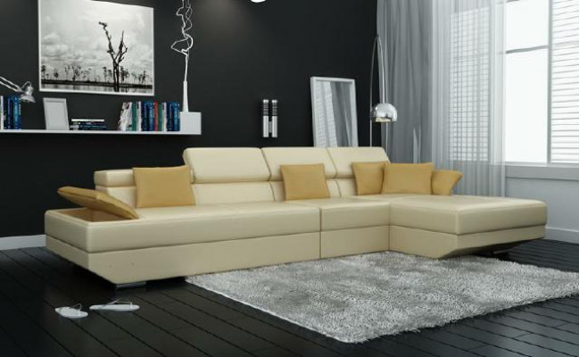 Paysage de vie. Canapé d'angle rembourré avec USB - Canapé d'angle Suite Landschaft en cuir 2719C nouveau