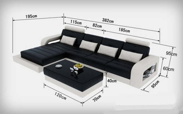 Canapé en cuir avec USB Salon paysage Suite d'angle Design Canapé moderne en forme de L L6008