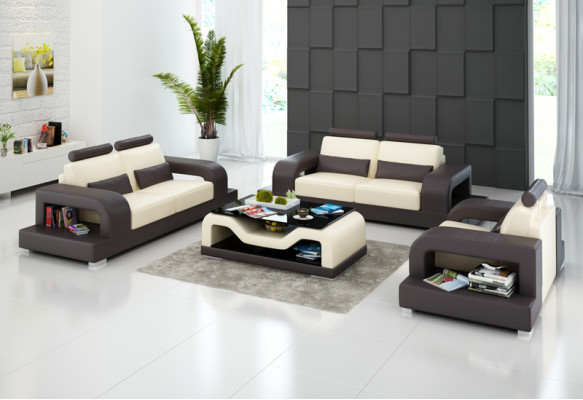 Canapé en cuir Canapé Salon paysager 3+2+1 Place Suite Design moderne Sofa