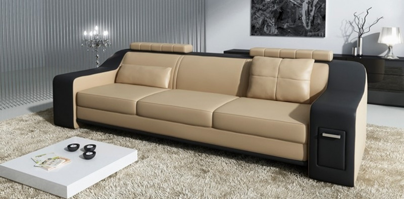 Siège Suite Canapé Revêtement en cuir 3+2+1 Canapé design moderne Ensembles de canapés USB