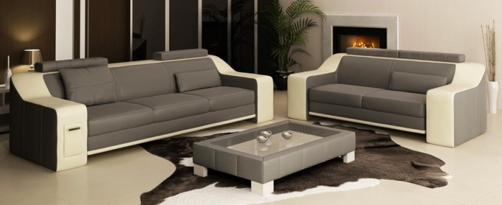 Siège Suite Canapé Revêtement en cuir 3+2+1 Canapé design moderne Ensembles de canapés USB