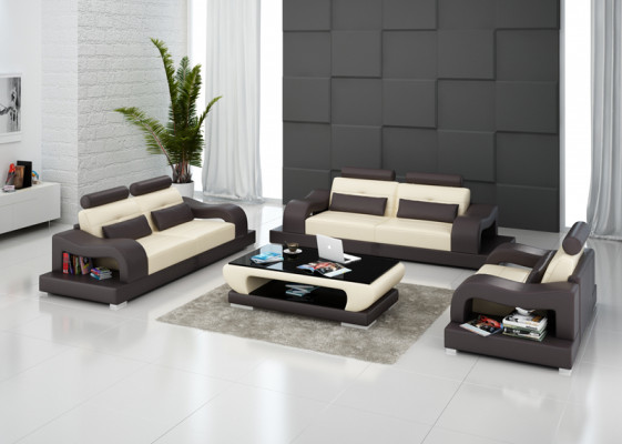 Canapé en cuir canapé ensemble Salon paysager 3+2+1 places Suite Design Moderne G8005D