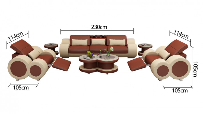 Canapé en cuir canapé ensemble de canapés neuf 3+1+1 place design moderne canapé avec USB