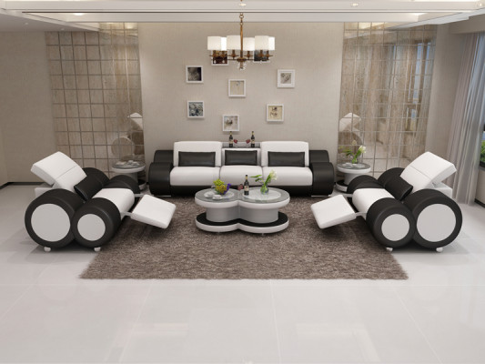 Canapé en cuir canapé ensemble de canapés neuf 3+1+1 place design moderne canapé avec USB