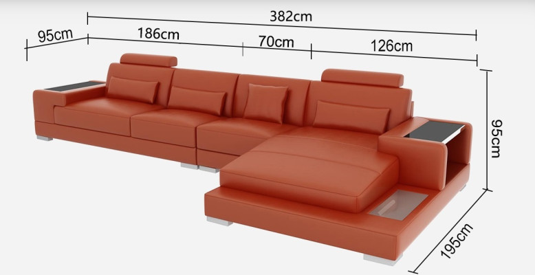 Canapé en cuir Canapé Canapé d'angle Canapé d'angle Canapé Moderne Design Suite