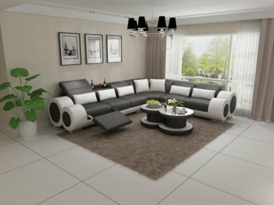 Canapé d'angle design Canapé rembourré en cuir Siège moderne Suite de canapés Canapés