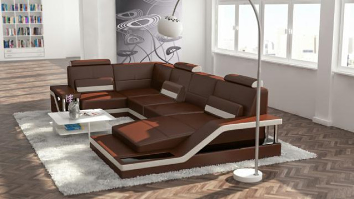 Paysage vivant Coin de canapé Canapé d'angle Suite Textile Tissu Canapé en cuir Canapé avec USB