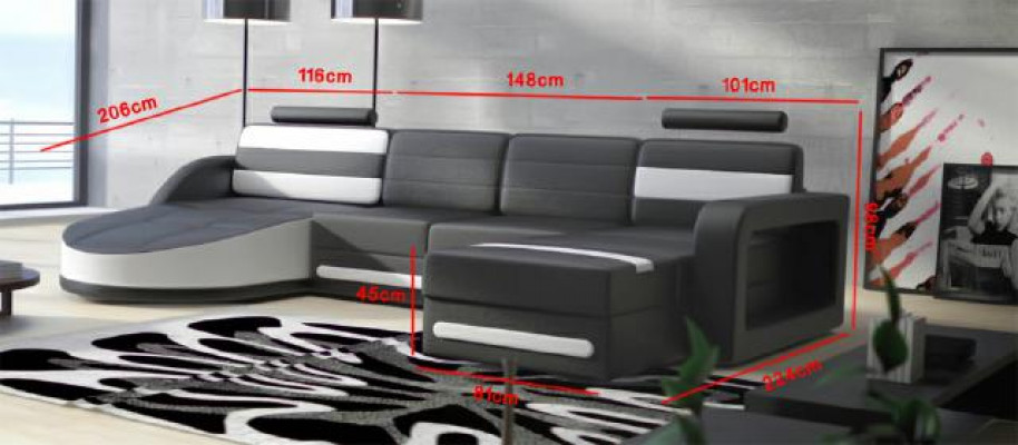 Paysage de vie Ensembles de CANAPÉ DESIGN Canapé d'angle Marron-Beige CANAPÉ EN CUIR XXL Canapé d'angle