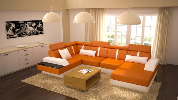 Designer Wohnzimmer Landschaft Ecksofa Couch Sofa Polstersuite Ledersofa Sofas neu