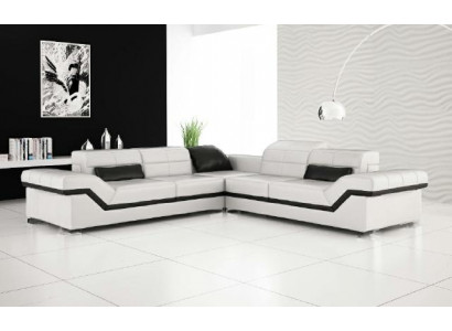 Canapé en cuir XXL Salon paysage Canapé Design avec USB Canapé d'angle Ensemble de canapés Blanc