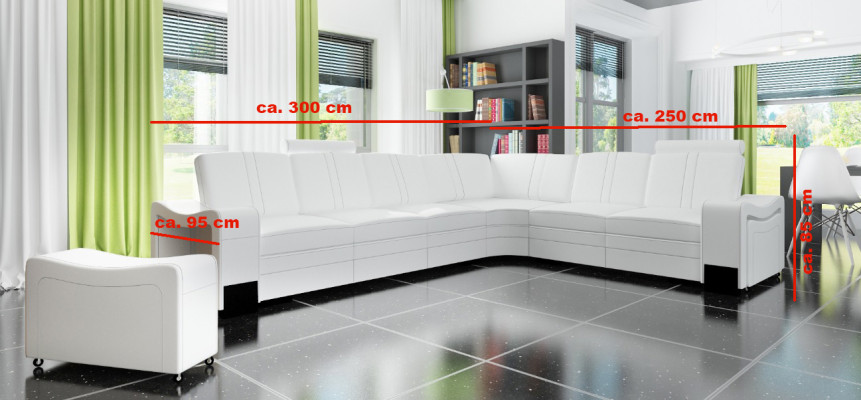 CANAPÉ EN CUIR XXL Ensemble de salon Suite Canapé d'angle en cuir Suite avec USB Rembourrage
